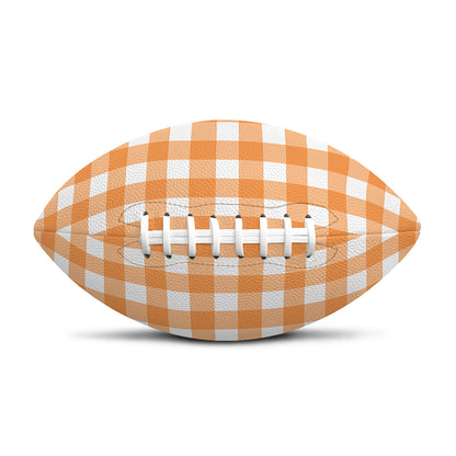 Orange And White Check Pattern Print Rugby Ball