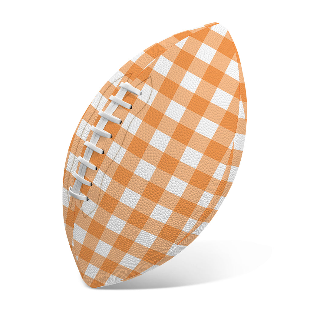 Orange And White Check Pattern Print Rugby Ball