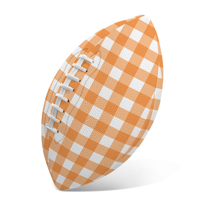 Orange And White Check Pattern Print Rugby Ball