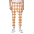 Orange And White Check Pattern Print Joggers