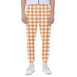 Orange And White Check Pattern Print Scuba Joggers