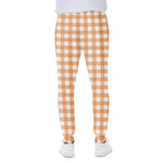 Orange And White Check Pattern Print Scuba Joggers