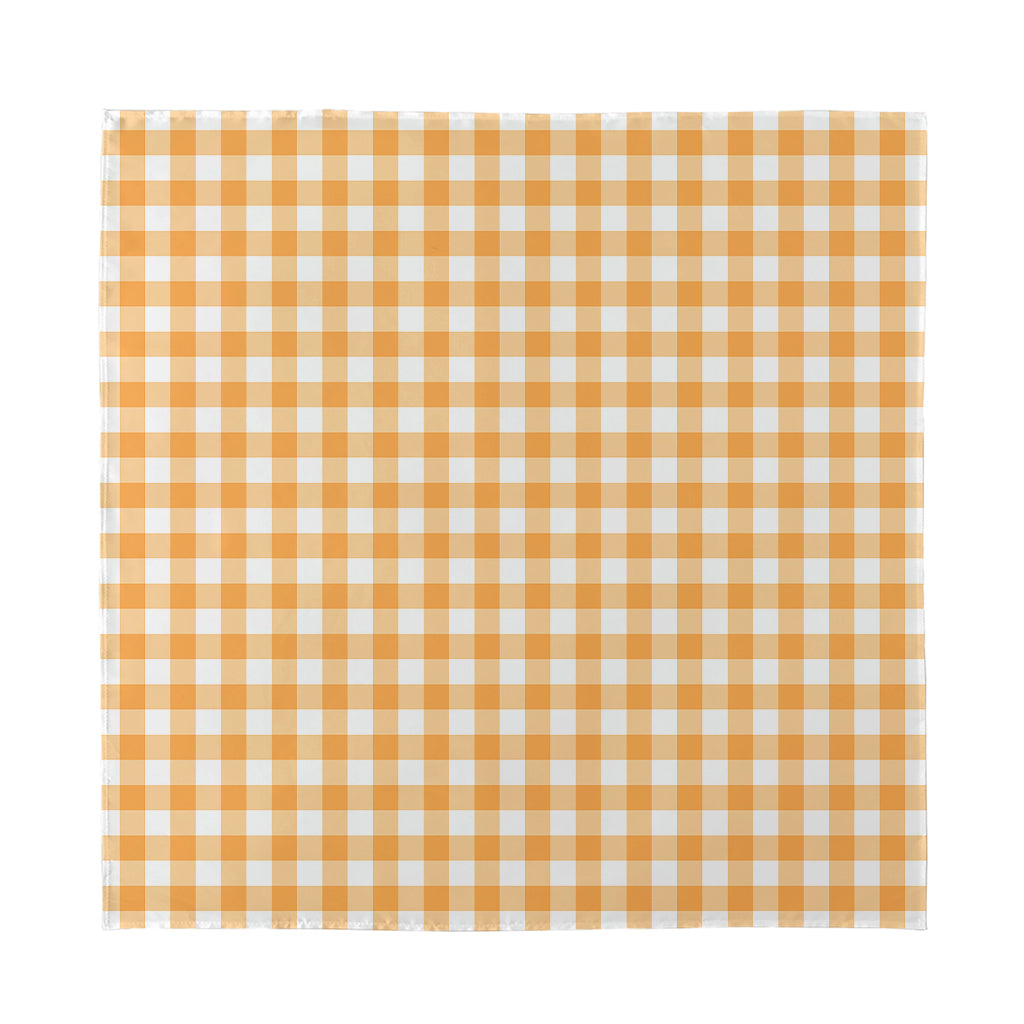 Orange And White Check Pattern Print Silk Bandana