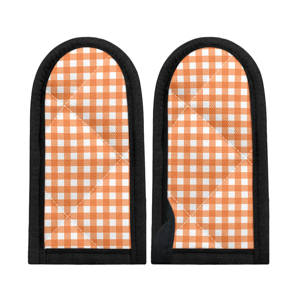 Orange And White Check Pattern Print Skillet Handle Cover