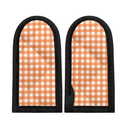 Orange And White Check Pattern Print Skillet Handle Cover