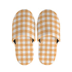 Orange And White Check Pattern Print Slippers