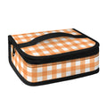 Orange And White Check Pattern Print Small Lunch Bag