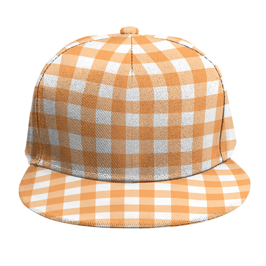 Orange And White Check Pattern Print Snapback Cap