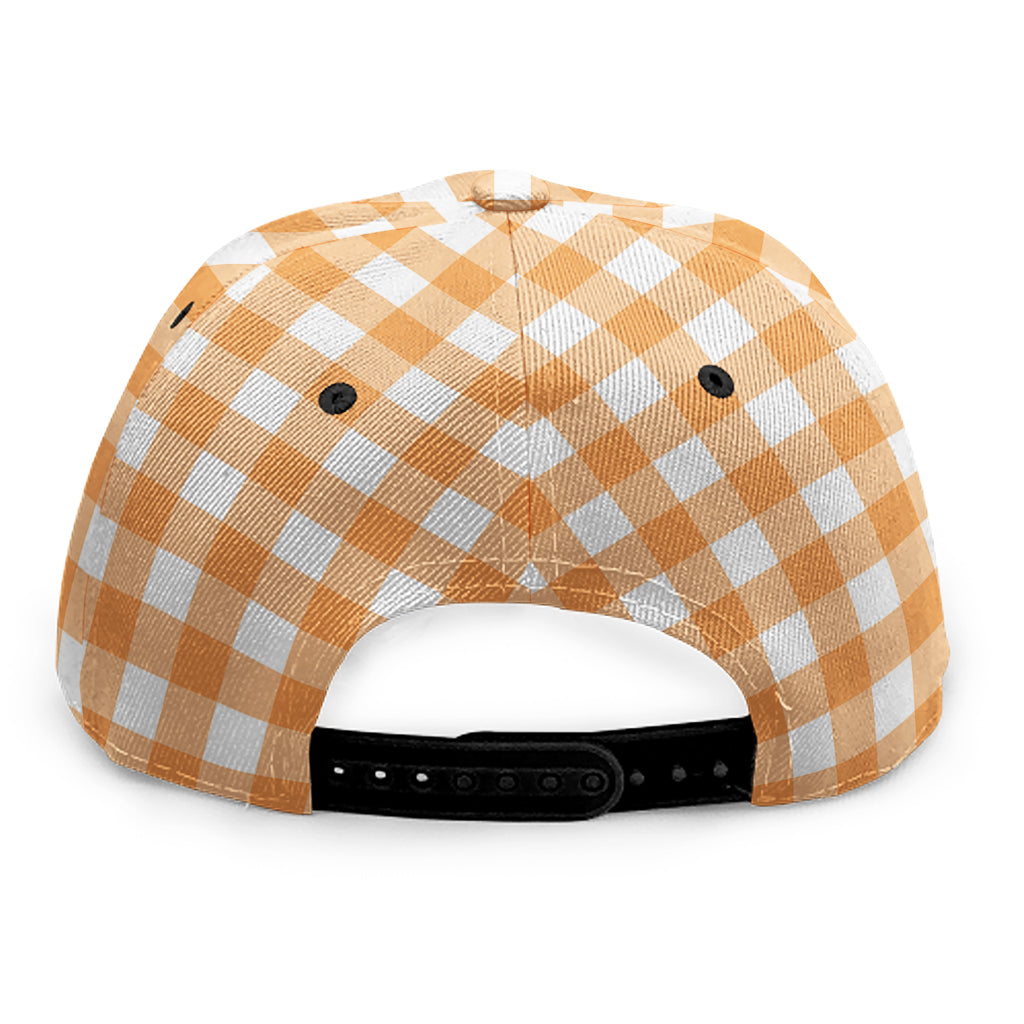 Orange And White Check Pattern Print Snapback Cap