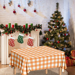 Orange And White Check Pattern Print Tablecloth
