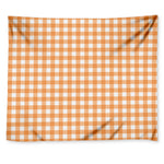 Orange And White Check Pattern Print Tapestry