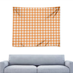 Orange And White Check Pattern Print Tapestry
