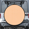 Orange And White Check Pattern Print Tire Cover