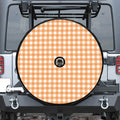 Orange And White Check Pattern Print Tire Cover With Camera Hole