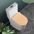 Orange And White Check Pattern Print Toilet Lid Cover