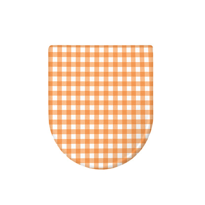 Orange And White Check Pattern Print Toilet Lid Cover
