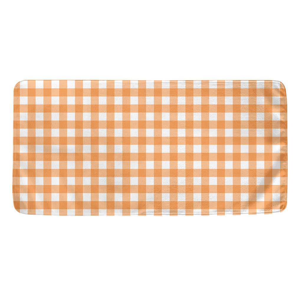 Orange And White Check Pattern Print Towel