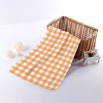 Orange And White Check Pattern Print Towel
