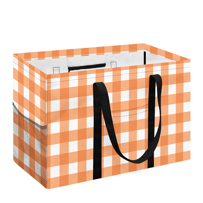 Orange And White Check Pattern Print Utility Tote Bag