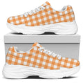 Orange And White Check Pattern Print White Chunky Shoes