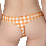 Orange And White Check Pattern Print Women's Thong