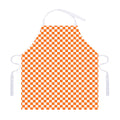 Orange And White Checkered Pattern Print Adjustable Apron