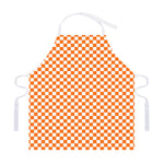 Orange And White Checkered Pattern Print Adjustable Apron