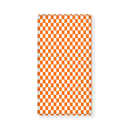 Orange And White Checkered Pattern Print Baby Crib Sheet