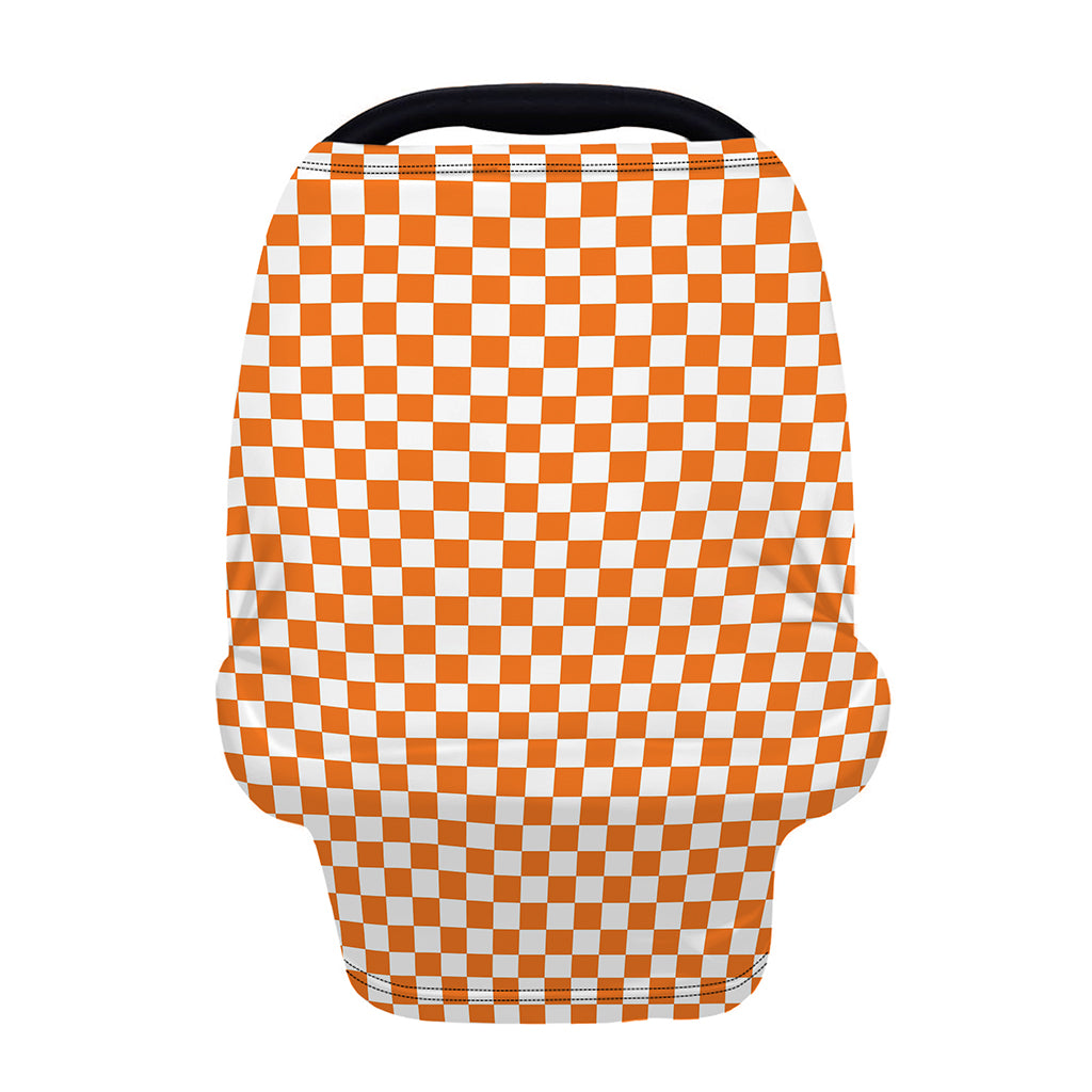 Orange And White Checkered Pattern Print Baby Seat Cover