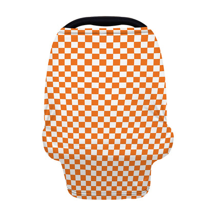 Orange And White Checkered Pattern Print Baby Seat Cover