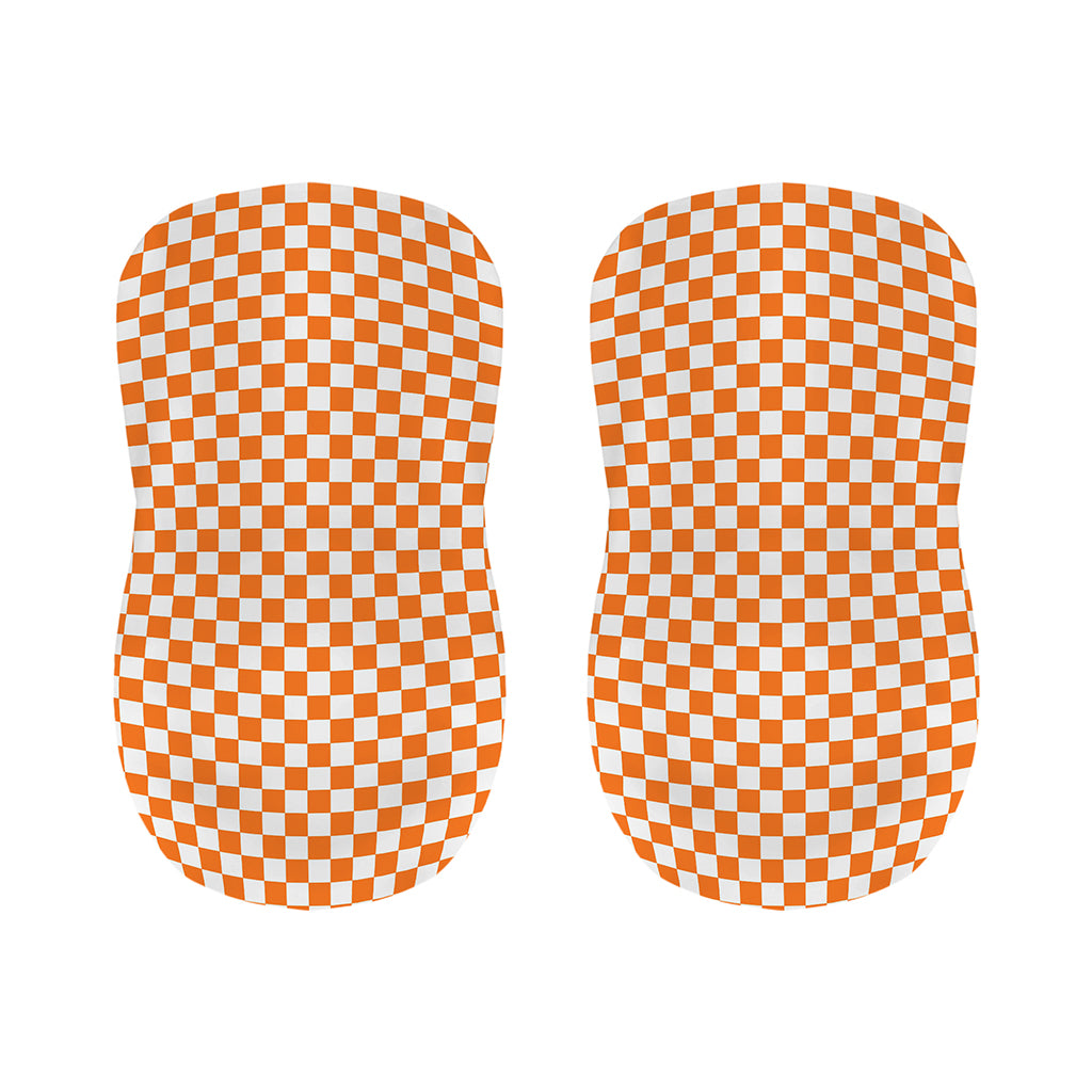 Orange And White Checkered Pattern Print Bar Stool Covers