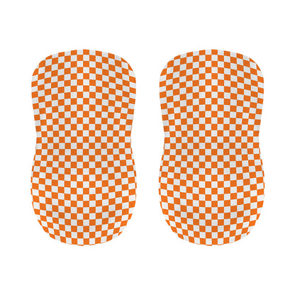 Orange And White Checkered Pattern Print Bar Stool Covers