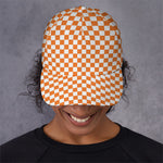 Orange And White Checkered Pattern Print Baseball Cap