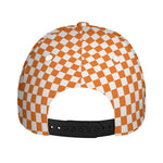 Orange And White Checkered Pattern Print Baseball Cap