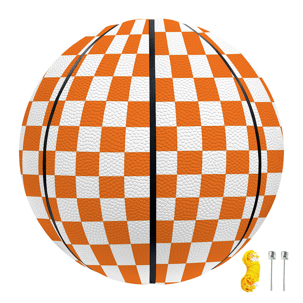 Orange And White Checkered Pattern Print Basketball