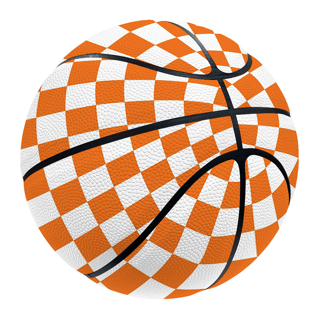 Orange And White Checkered Pattern Print Basketball