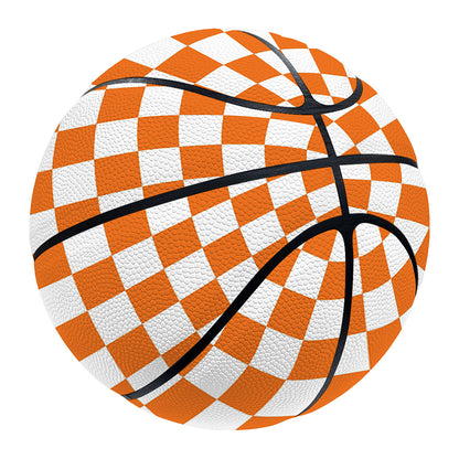 Orange And White Checkered Pattern Print Basketball