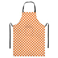 Orange And White Checkered Pattern Print Bib Apron With Pocket