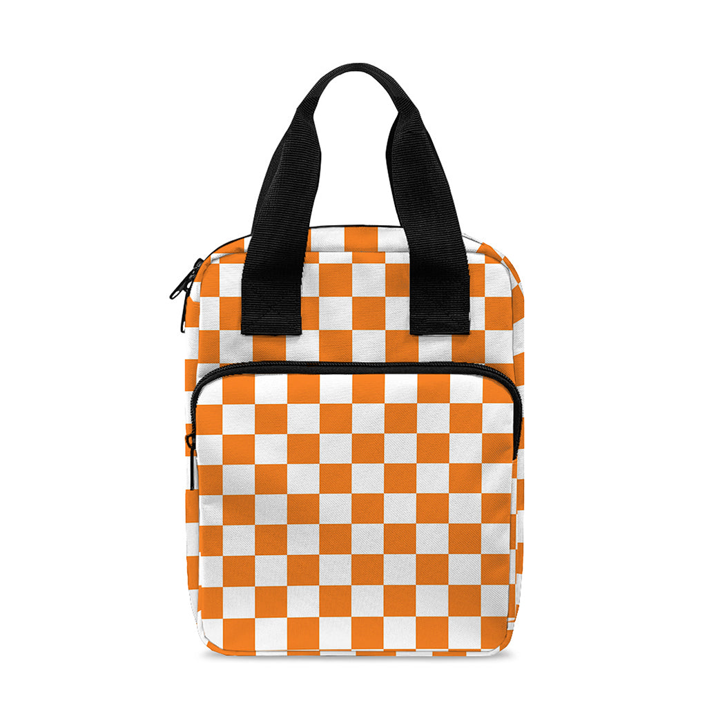 Orange And White Checkered Pattern Print Bible Tote Bag