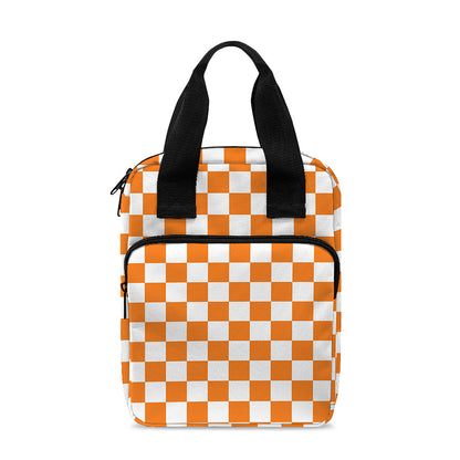 Orange And White Checkered Pattern Print Bible Tote Bag