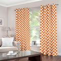Orange And White Checkered Pattern Print Dimout Grommet Curtains