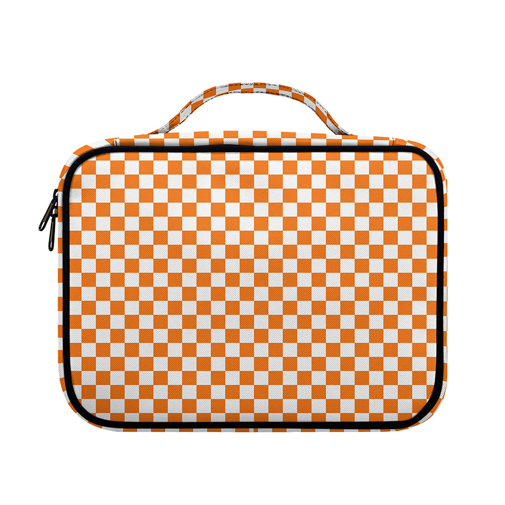Orange And White Checkered Pattern Print Briefcase Bible Bag