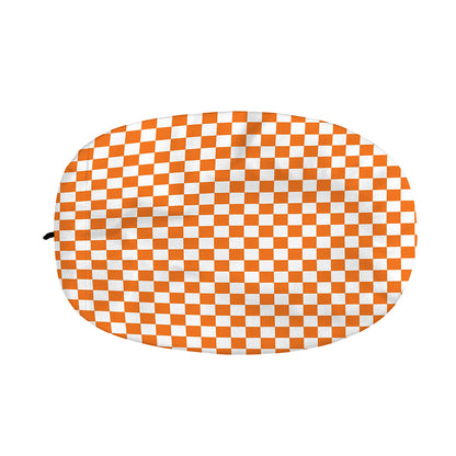 Orange And White Checkered Pattern Print Car Side Mirror Covers