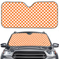 Orange And White Checkered Pattern Print Car Windshield Sun Shade