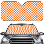 Orange And White Checkered Pattern Print Car Windshield Sun Shade