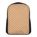 Orange And White Checkered Pattern Print Casual Backpack