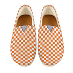Orange And White Checkered Pattern Print Casual Shoes