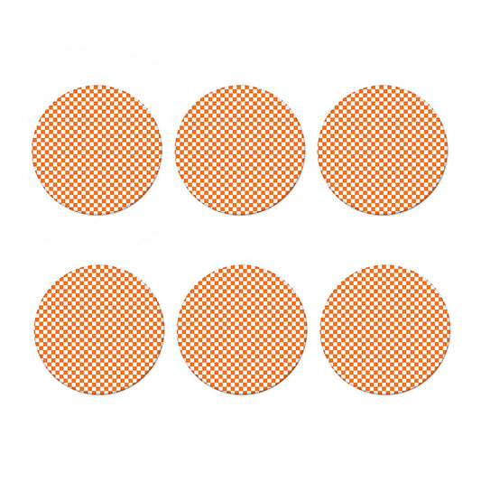 Orange And White Checkered Pattern Print Coaster Set
