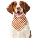 Orange And White Checkered Pattern Print Dog Bandana