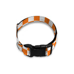 Orange And White Checkered Pattern Print Dog Collar